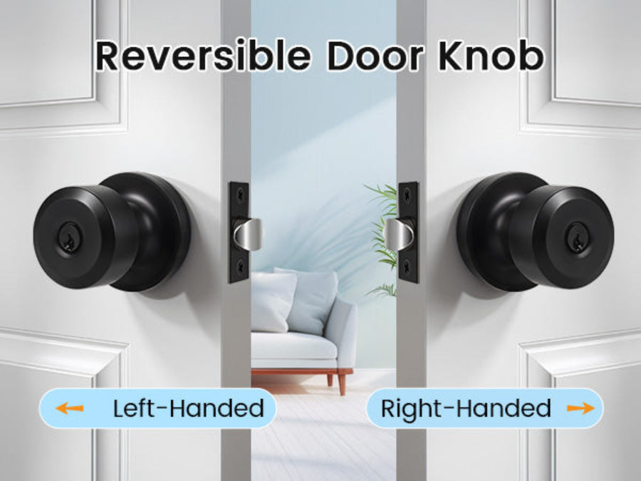 Side view of installed KNOBWELL Keyed Alike Exterior Door Knobs with Locks