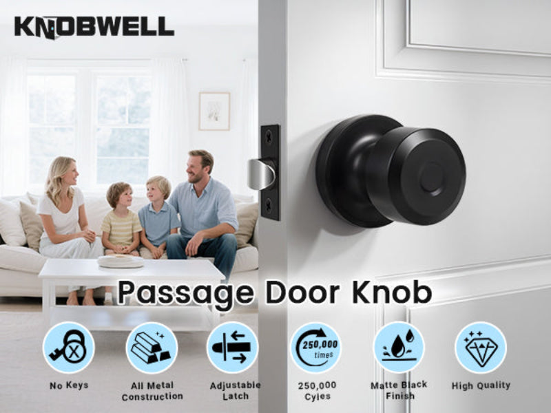 Function of KNOBWELL Matte Black Interior Passage Door Knobs