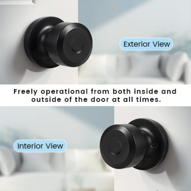 Front and back view of KNOBWELL Matte Black Interior Passage Door Knobs