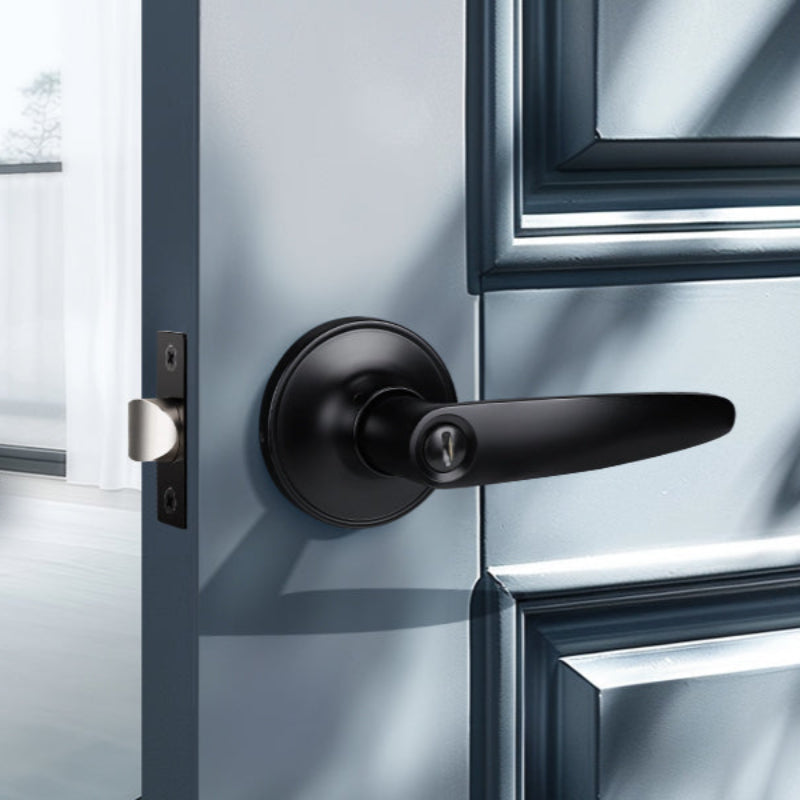 KNOBWELL Minimalist Matte Black Privacy Door Handle with Lock
