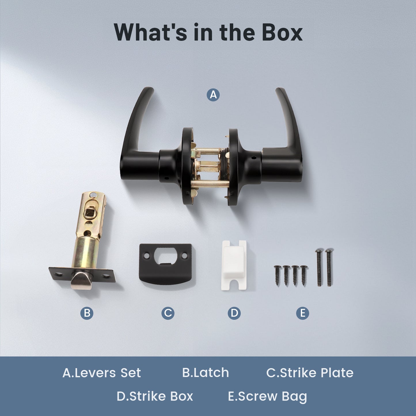 KNOBWELL Minimalist Black Passage Door Handles & Lockset With Non Locking Components