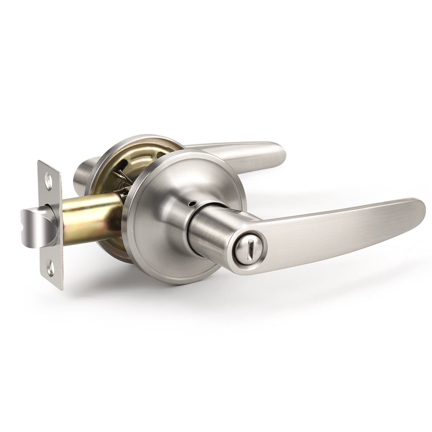 KNOBWELL Minimalist Brushed Nickel Reversible Privacy Door Handles For Interior Doors