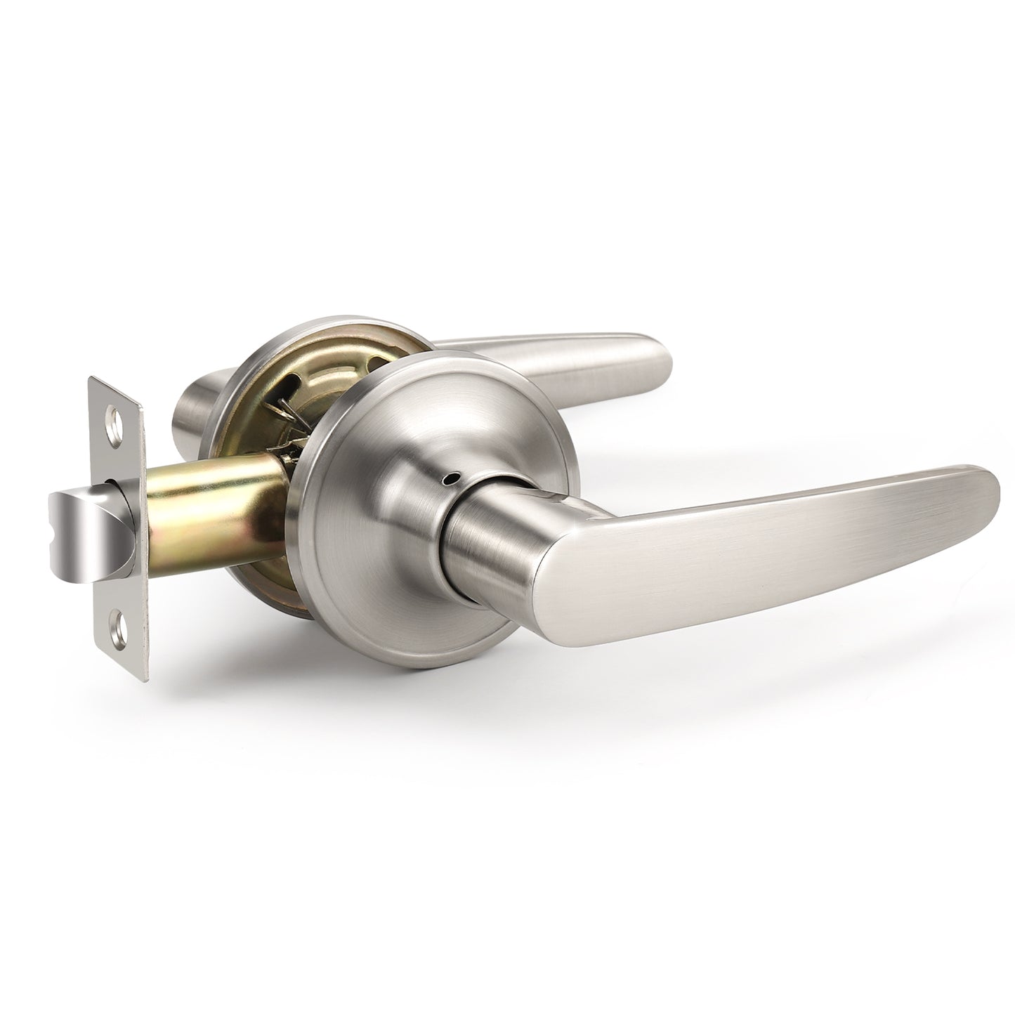 KNOBWELL Minimalist Brushed Nickel Keyed Entry Door Handles