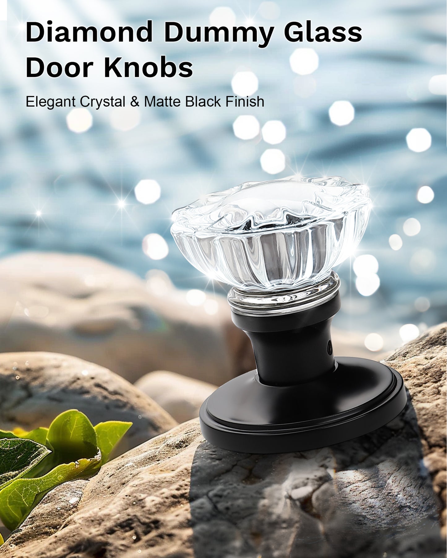 Knobwell Modern Crystal Door Knobs with Classic Round Rosette - DLC20
