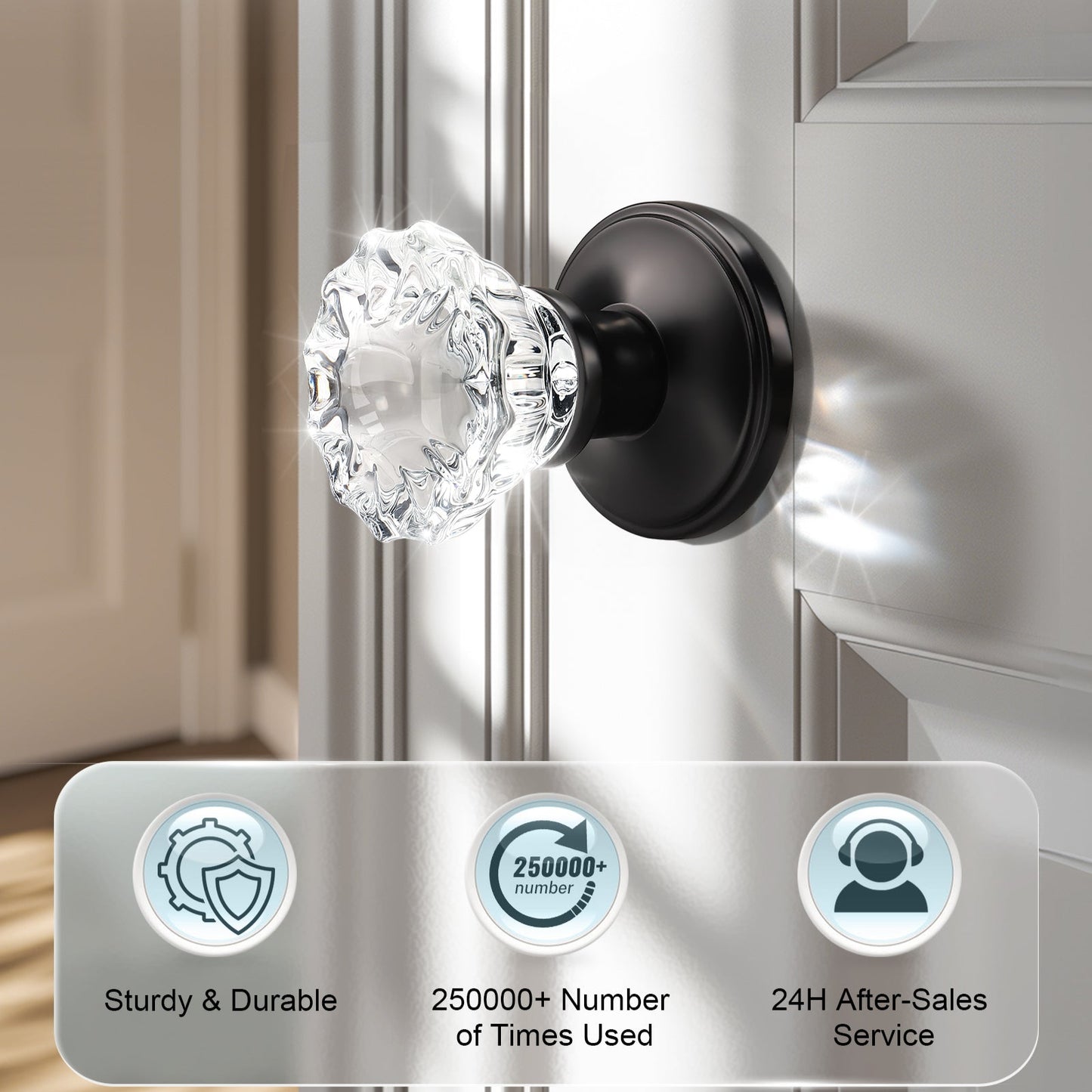 Knobwell black dummy vintage glass door knobs with sturdy and durable