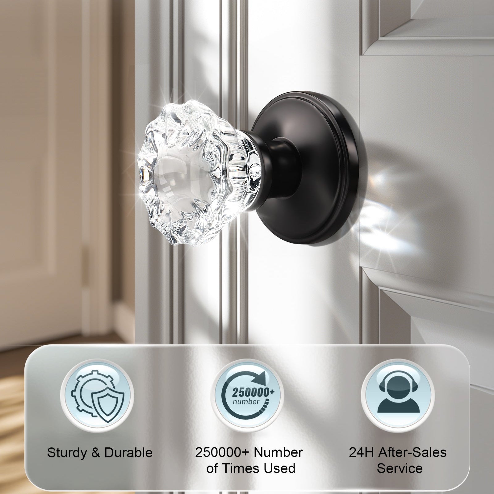 Knobwell black dummy vintage glass door knobs with sturdy and durable
