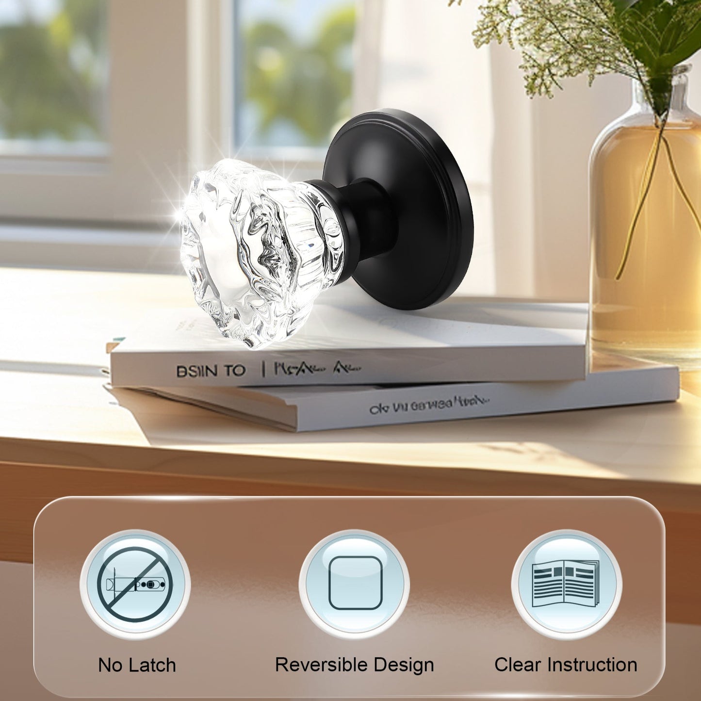 Knobwell black dummy vintage glass door knobs with no latch