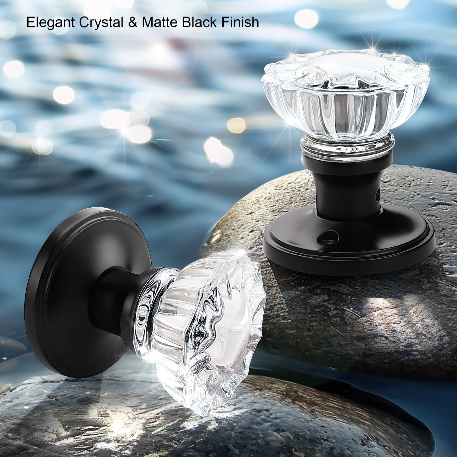 Knobwell black passage vintage glass door knobs