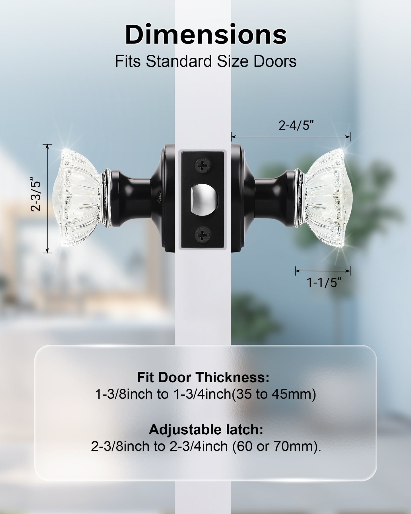 Knobwell Modern Crystal Door Knobs with Classic Round Rosette - DLC20