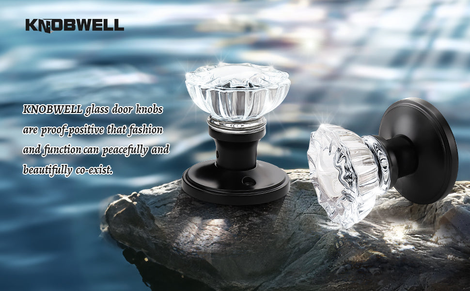 Knobwell Modern Crystal Door Knobs with Classic Round Rosette - DLC20