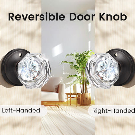 Side view of Knobwell Vintage Crystal Privacy Door Knobs With Lock For Bed/Bath-DLC3BK