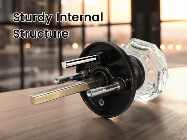 Close-up of Knobwell Vintage Crystal Privacy Door Knobs With Lock