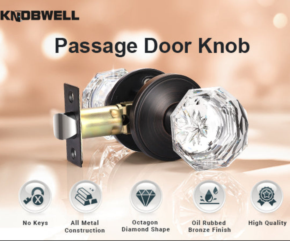 function of KNOBWELL Vintage Crystal Door Knobs Interior With Non-locking