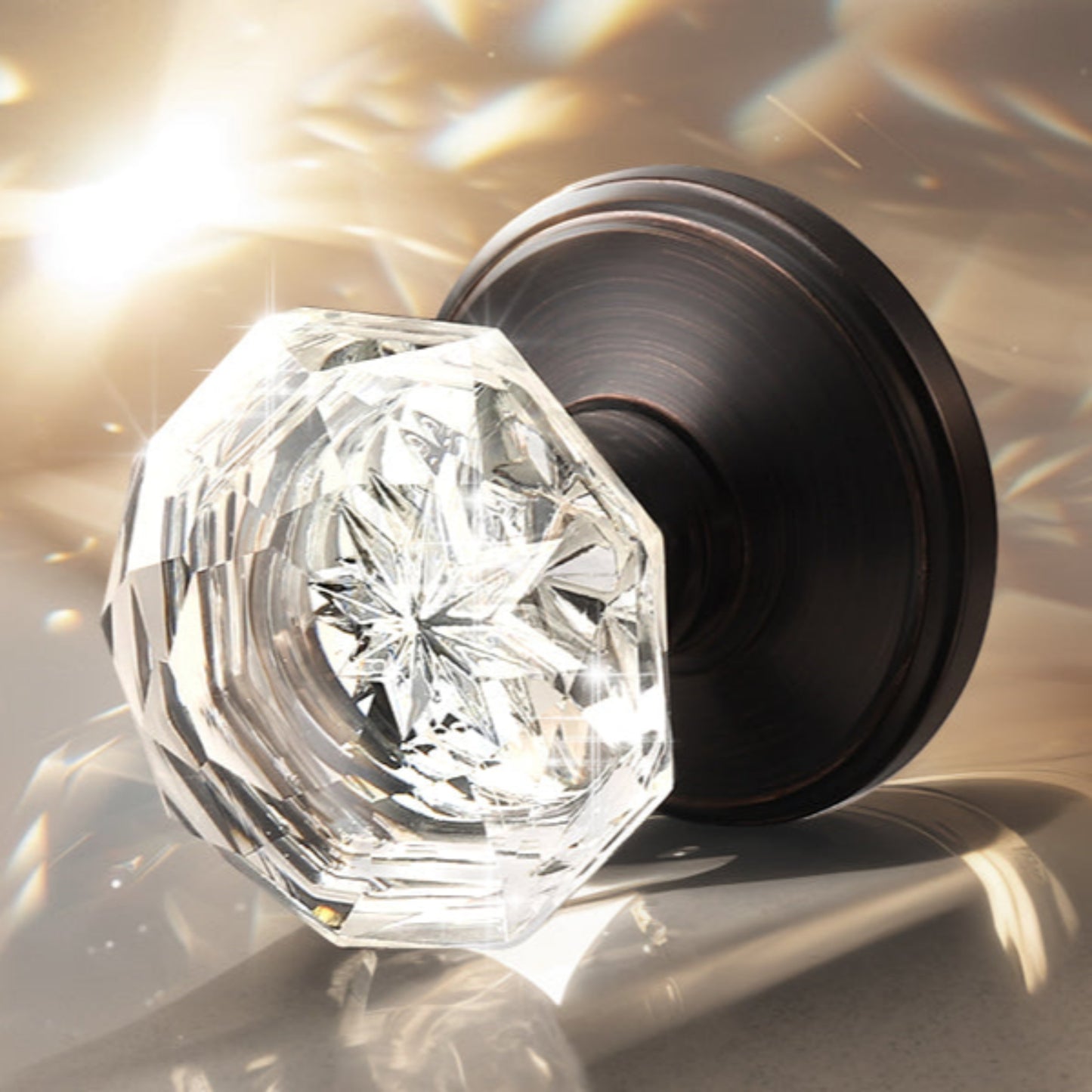 Close-up of KNOBWELL Vintage Crystal Door Knobs Interior With Non-locking