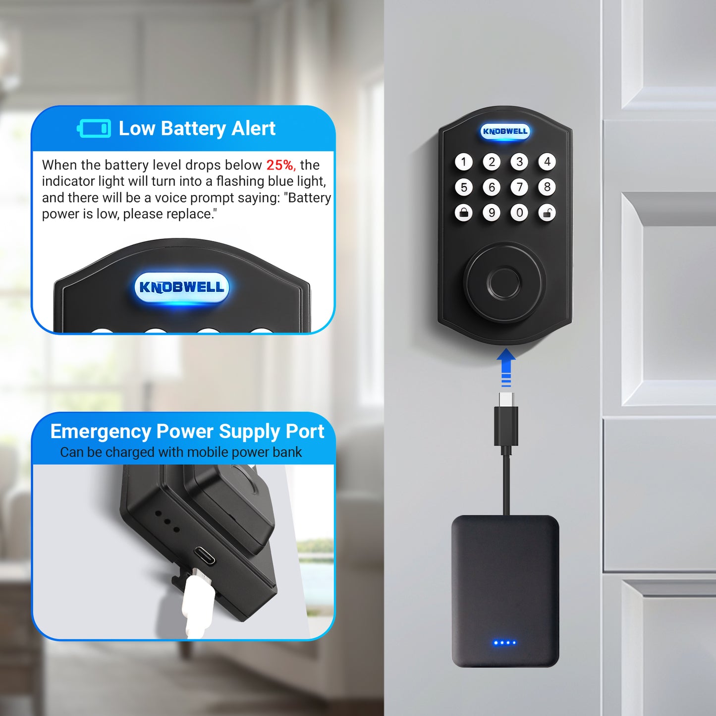 Knobwell Electronic Keypad Deadbolt – Keyless Entry Front Door Lock