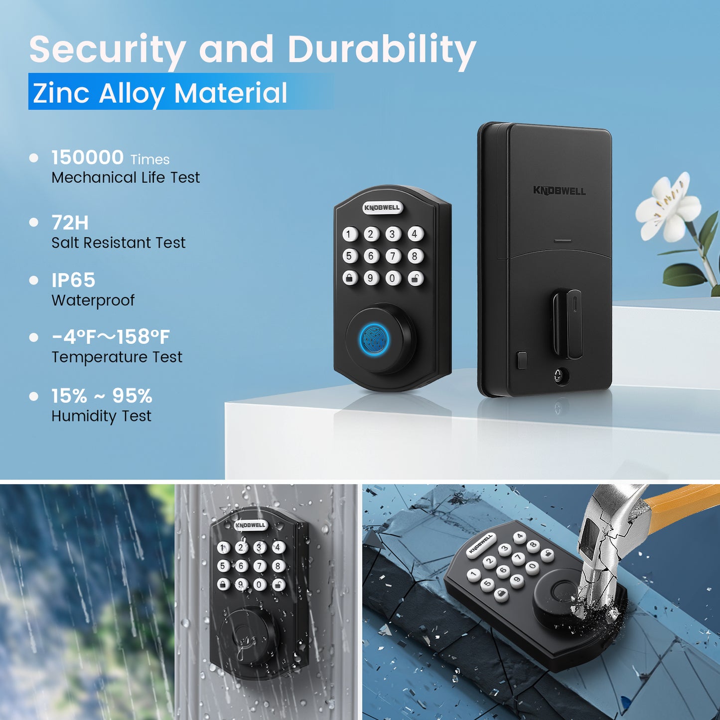 Knobwell Electronic Keypad Deadbolt – Keyless Entry Front Door Lock