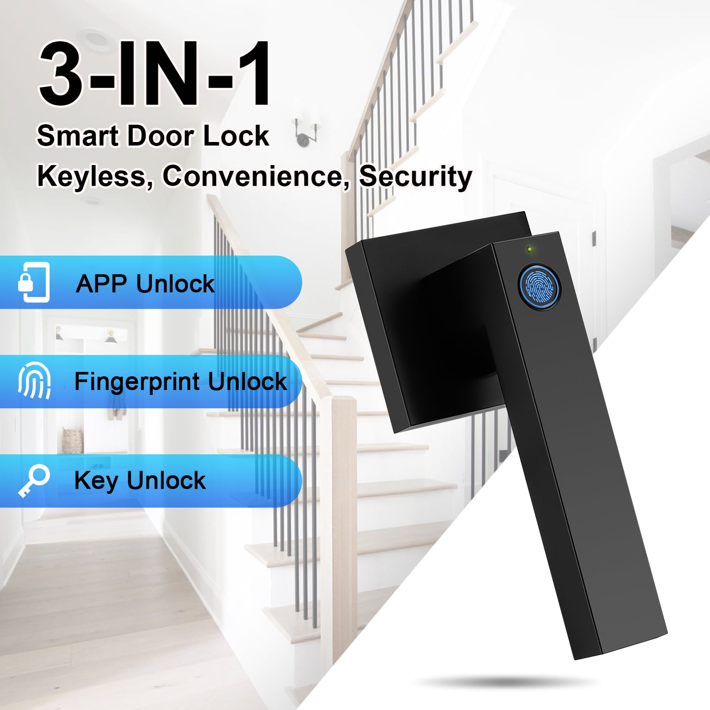 KNOBWELL Keyless Door Handle with Fingerprint and APP Control