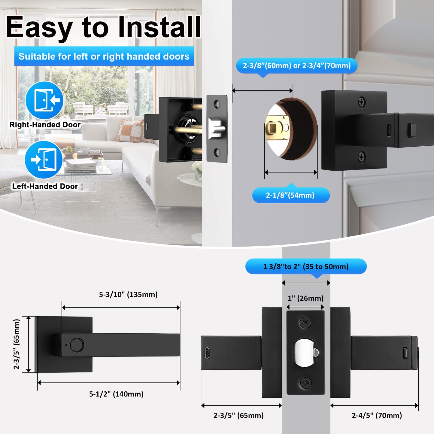 KNOBWELL Keyless Door Handle with Fingerprint and APP Control