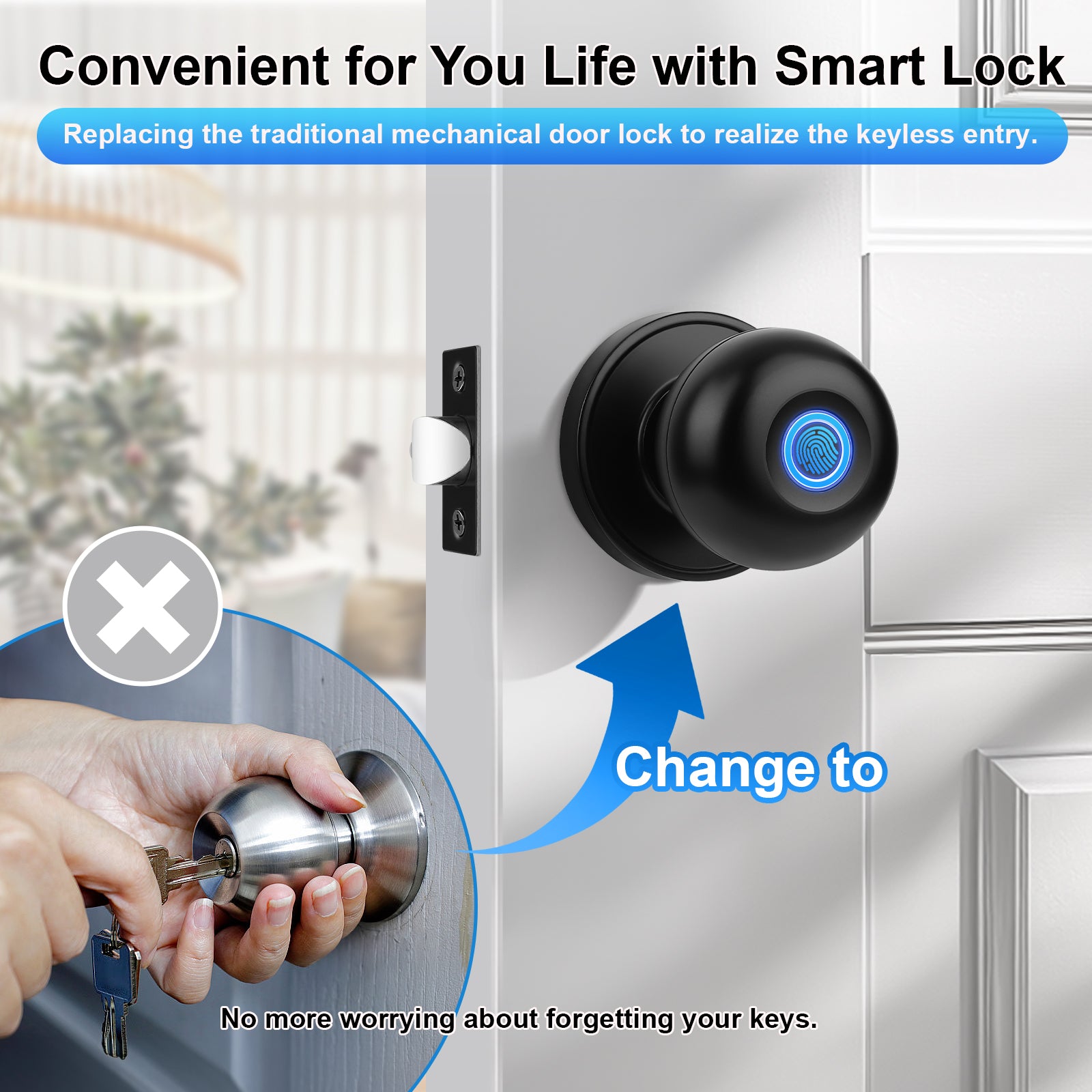 KNOBWELL Black Wi-Fi Smart Door Lock Convenient for your life