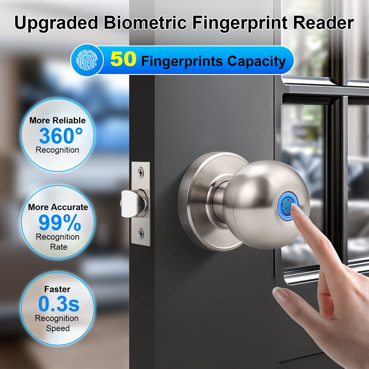 Upgrade biometric fingerprint reader,50 fingerprints capacity