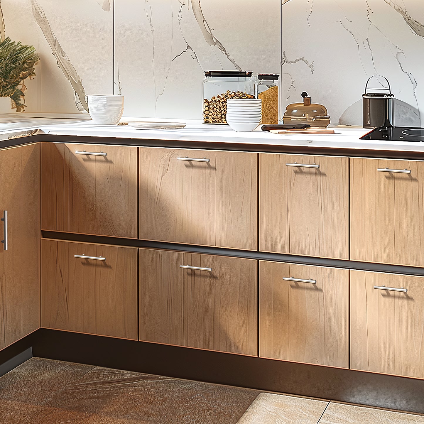 KNOBWELL Stainless Steel Modern Cabinet Handles for Kitchen Cupboards/Drawers-PD201HSS