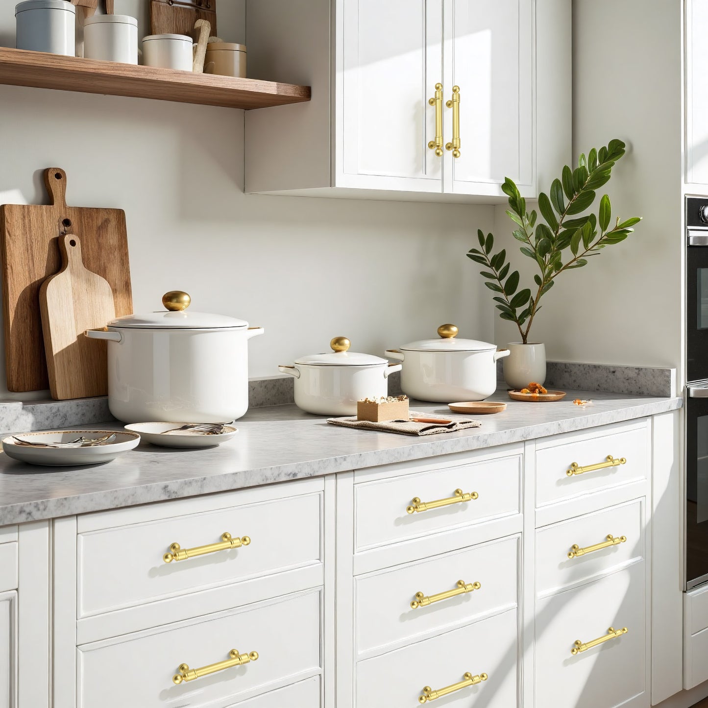 KNOBWELL Aluminum Alloy Solid Kitchen Cabinet Handles Drawer Pulls Cabinet Pulls - PD206A