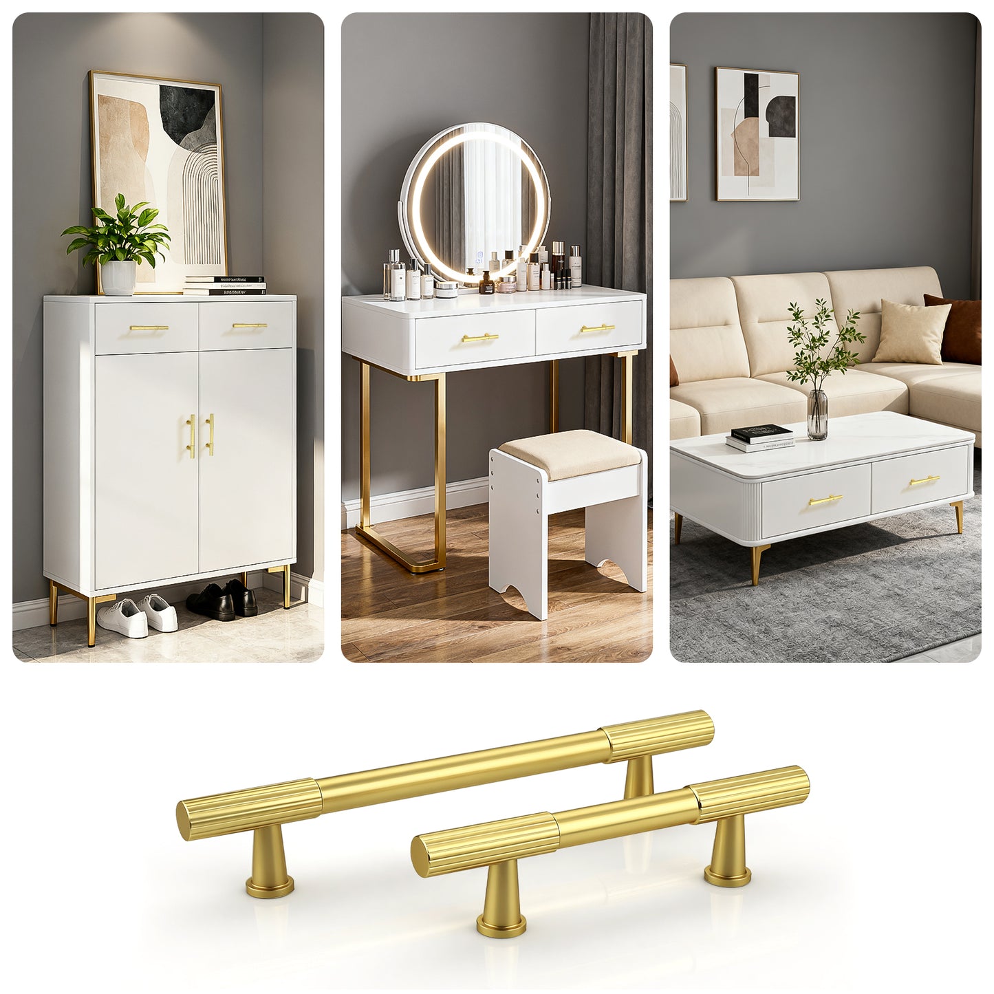 KNOBWELL Cabinet Pulls - Solid Cabinet Handles, Fade-Resistant Surface - Drawer Pulls Kitchen Hardware for Modern Dresser Cupboard Furniture-PDT04