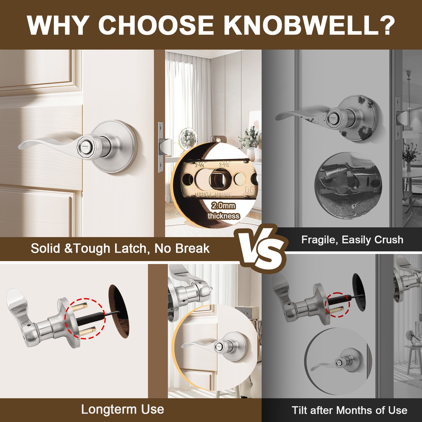Compare with KNOBWELL Wave Style Brushed Nickel Privacy Door Locksets for Home Hardware