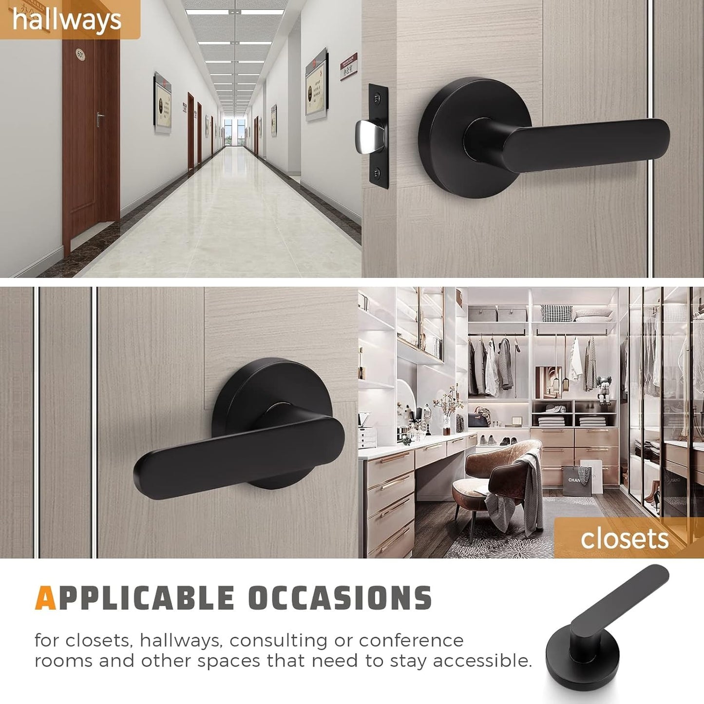 KNOBWELL Modern Bed and Bath Door Handles with Lock – Privacy & Passage