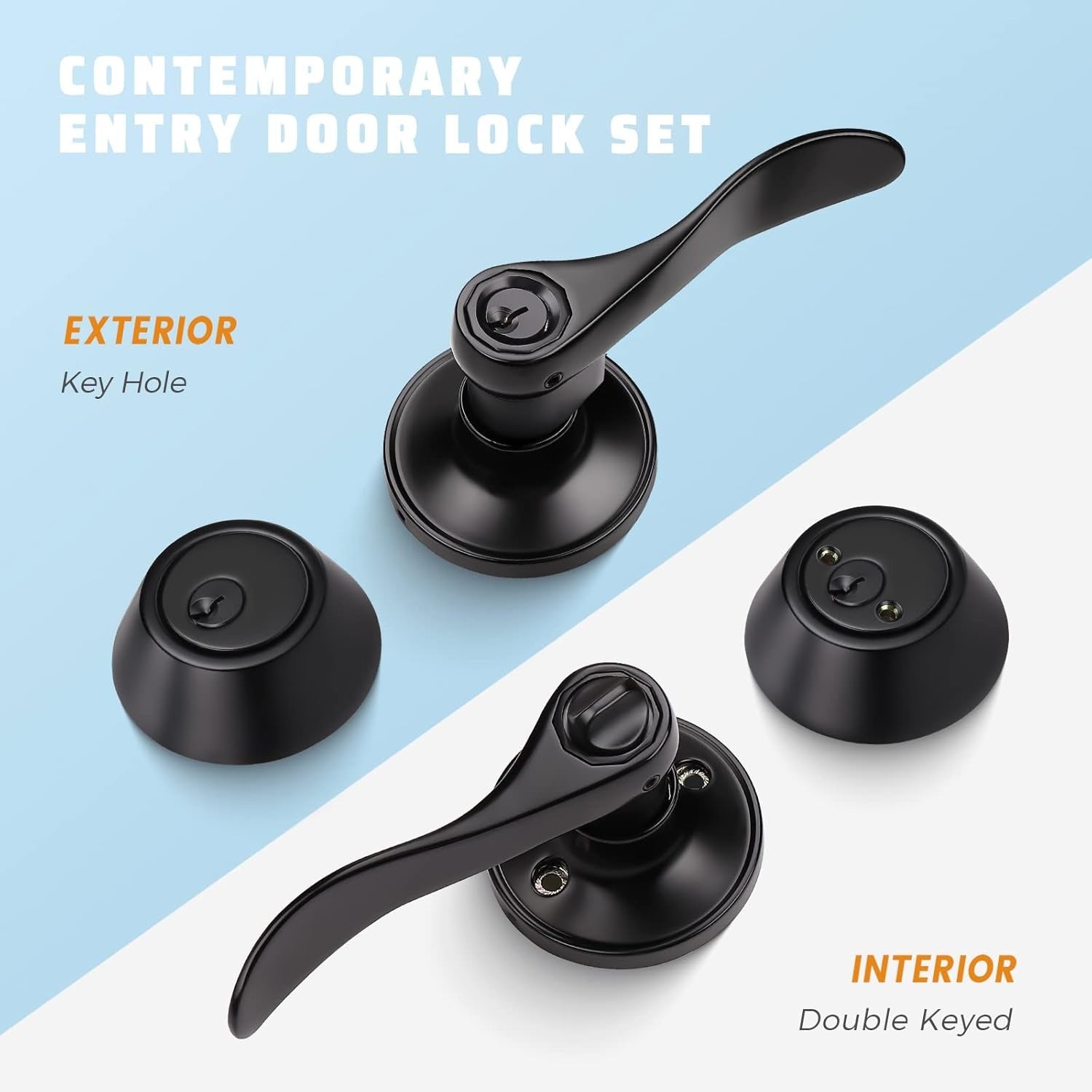 KNOBWELL Colonial Black Keyed Entry Lockset with Double Key Deadbolt