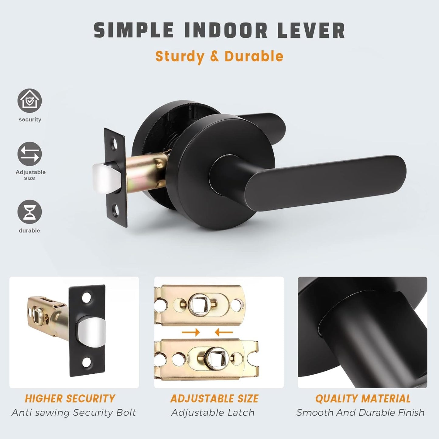 KNOBWELL Modern Bed and Bath Door Handles with Lock – Privacy & Passage