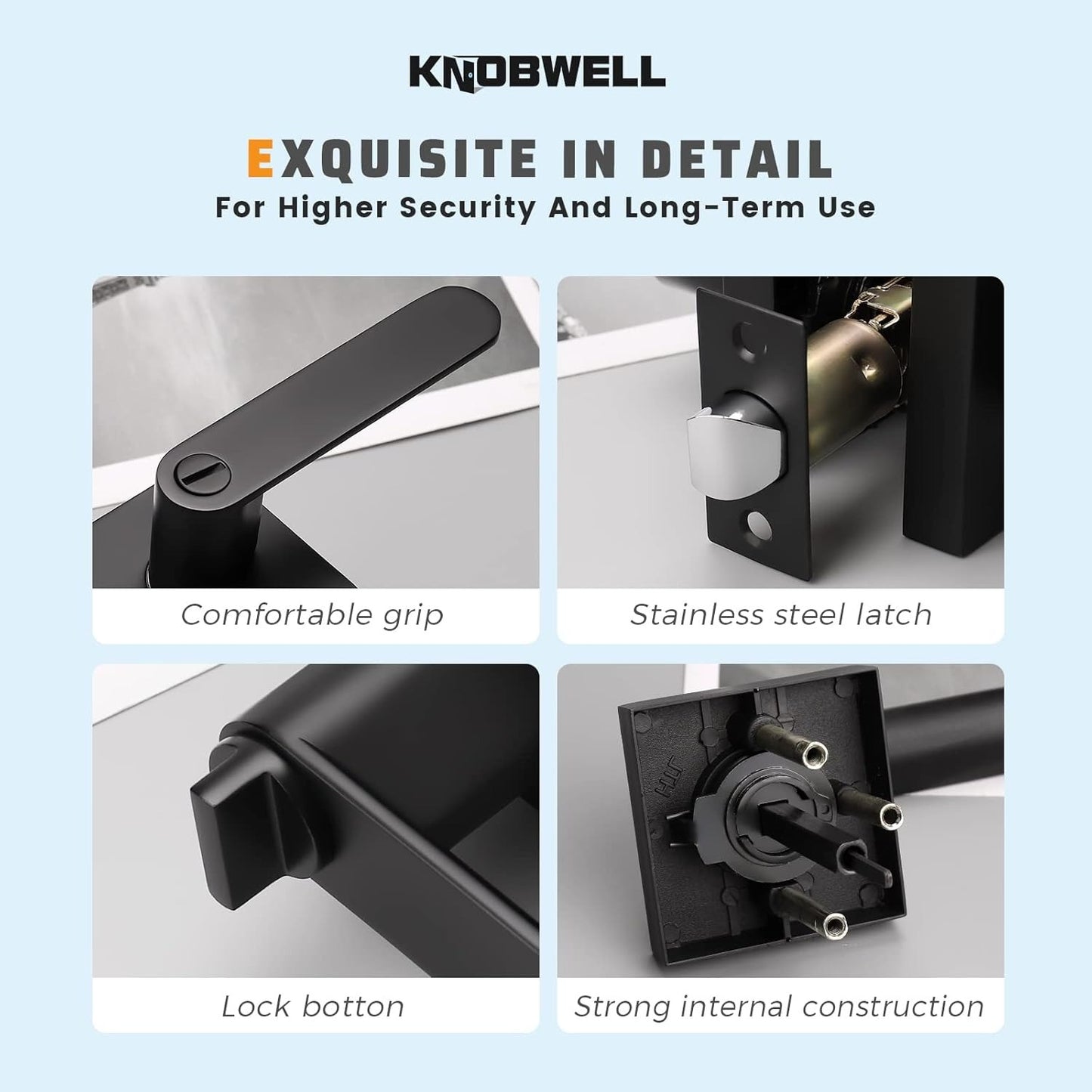 Close-up of KNOBWELL Heavy Duty Privacy Keyless Door Lock With Handle