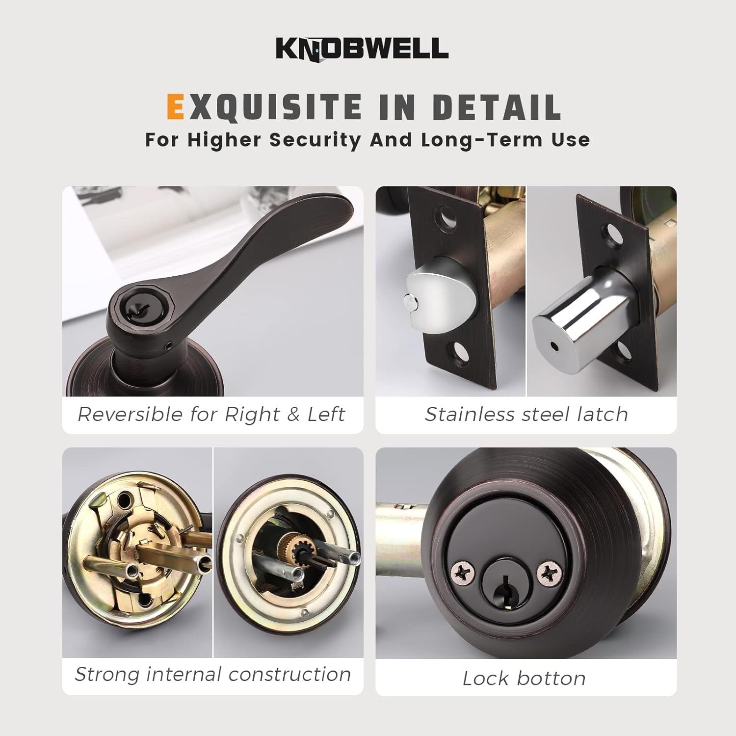 Close-up of KNOBWELL Colonial Bronze Keyed Entry Lockset with Double Key Deadbolt