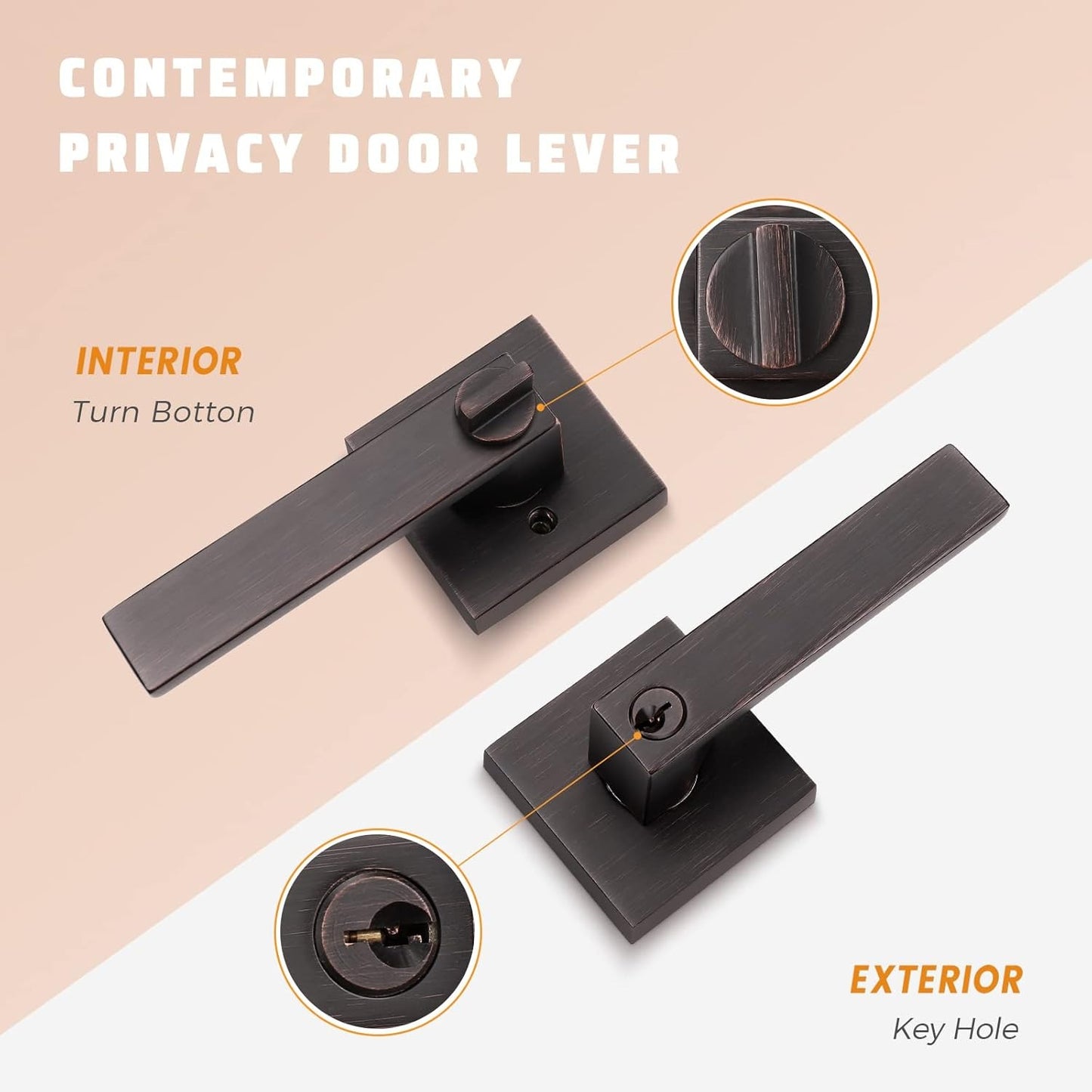KNOBWELL Modern Bronze Keyed Entry Door Handle With Lock and Different Keys