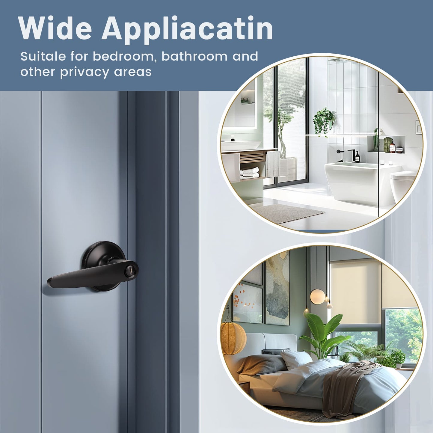 Application of KNOBWELL Minimalist Matte Black Privacy Door Handle with Lock