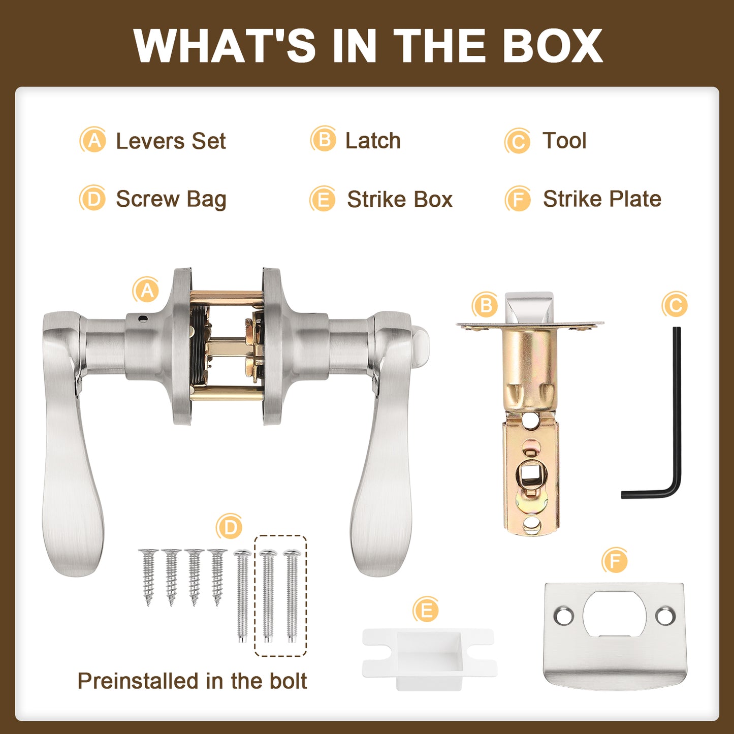 KNOBWELL Wave Style Brushed Nickel Privacy Door Locksets for Home Hardware Components