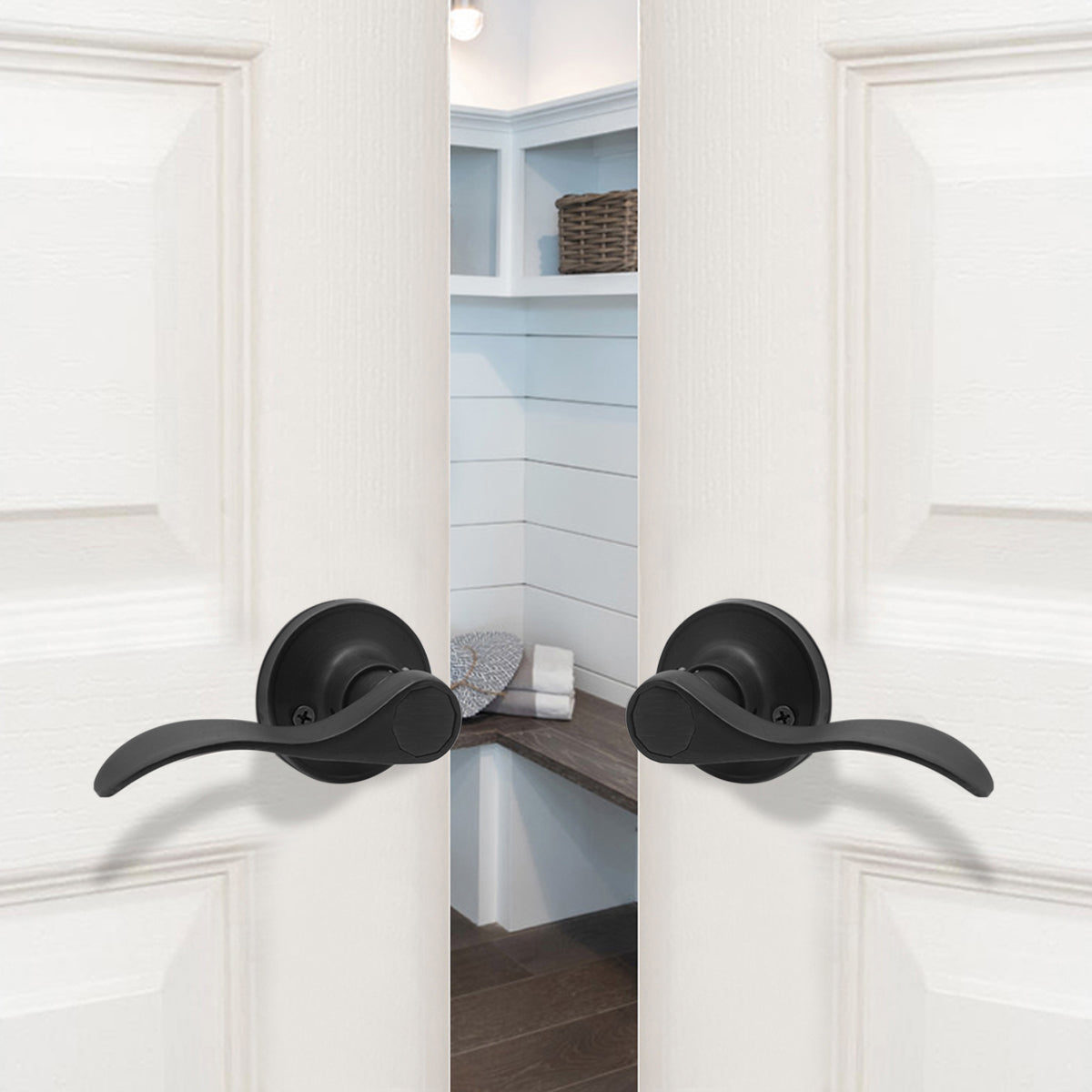 Knobwell Black french door handle set with dummy