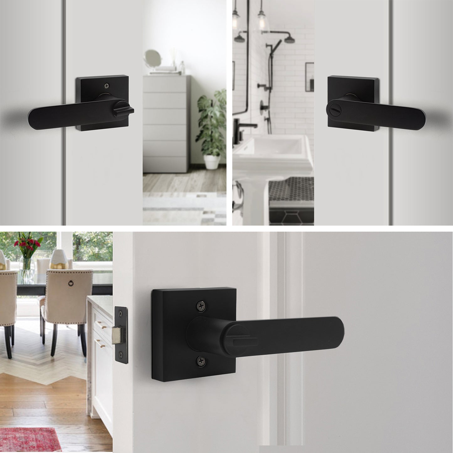 Knobwell Black Indoor Privacy Keyless Door Handles For Bed/Bath