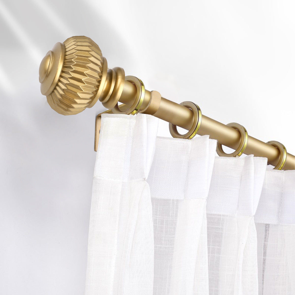1" Empyrean Grace Golden Curtain Rod with Lantern Finials, 22-42 inches