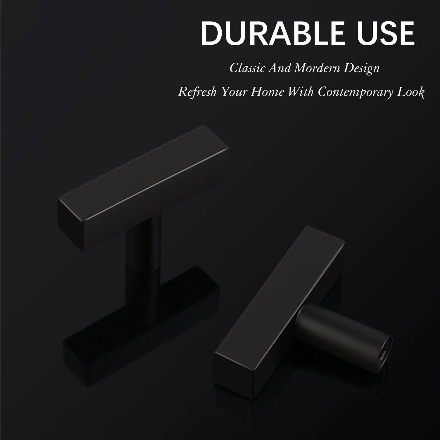 KNOBWELL Matte Black Stainless Steel Cabinet Handles for Bath/Bedroom-PDDJ16HBK