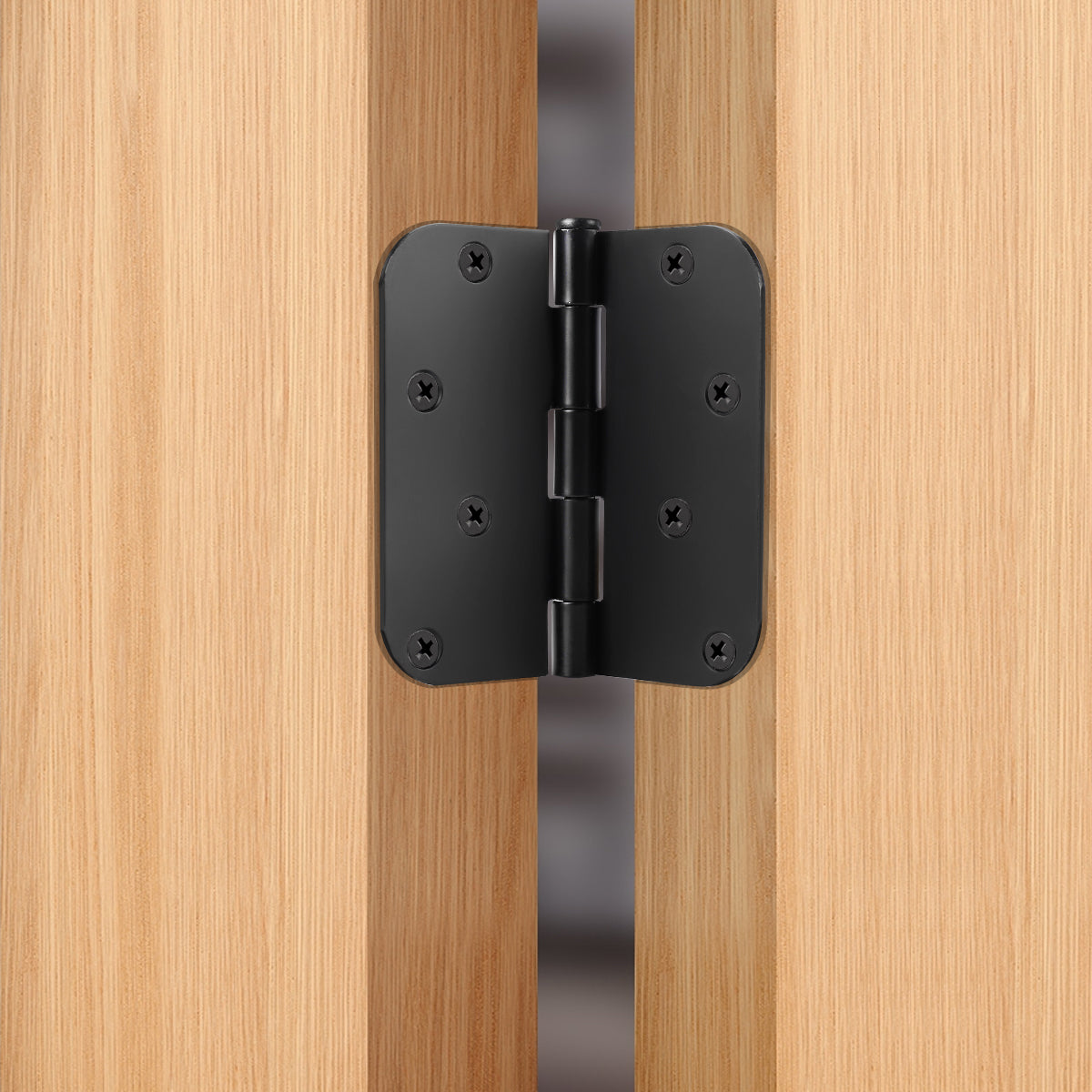 Matte Black Door Hinges - 4" x 4" inch - 5/8" Radius - DH0404BK