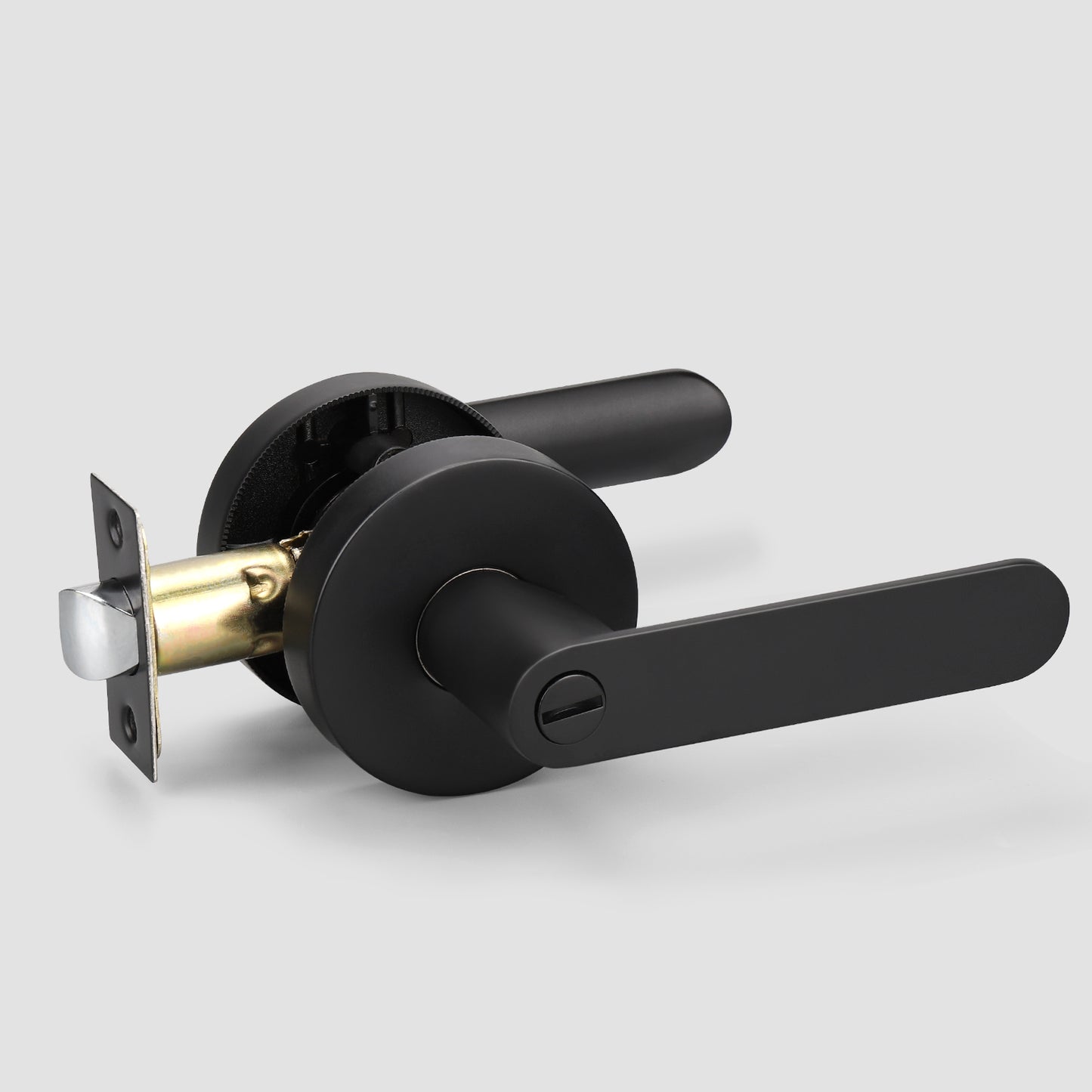 KNOBWELL Modern Matte Black Privacy Door Handles With Lock For Interior Doors