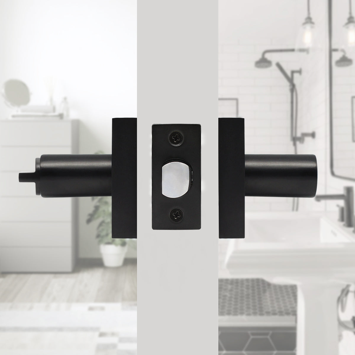 Knobwell Black Indoor Privacy Keyless Door Handles For Bed/Bath