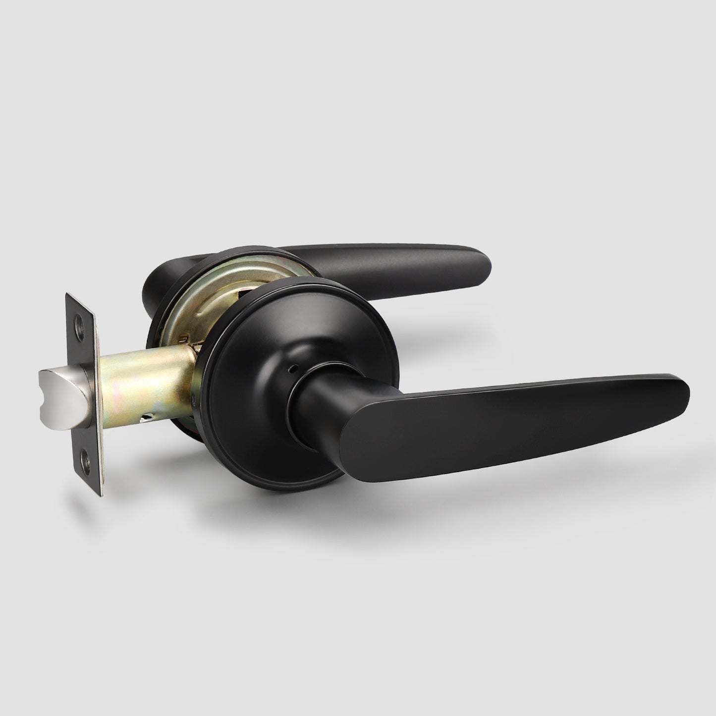 KNOBWELL Minimalist Black Passage Door Handles & Lockset With Non Locking