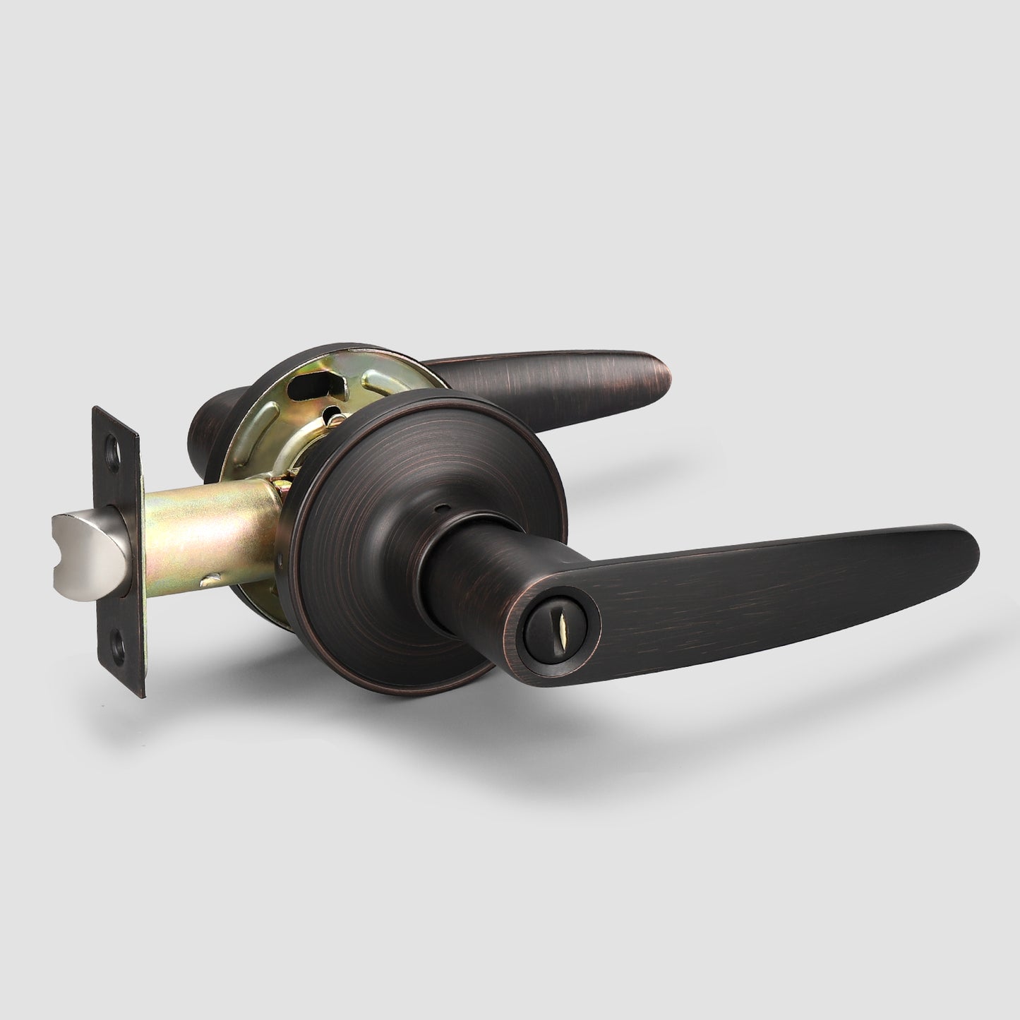 KNOBWELL Minimalist Oil Rubbed Bronze Privacy Door Handle with Lock