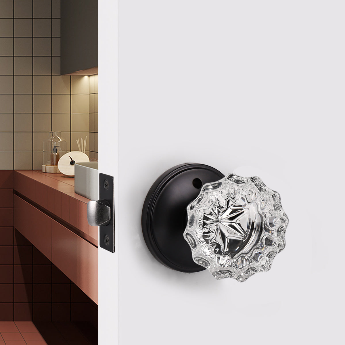 Knobwell Modern Crystal Door Knobs with Classic Round Rosette - DLC20