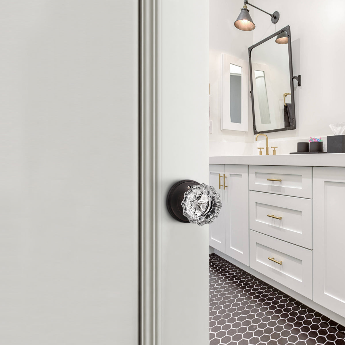 Knobwell Modern Crystal Door Knobs with Classic Round Rosette - DLC20