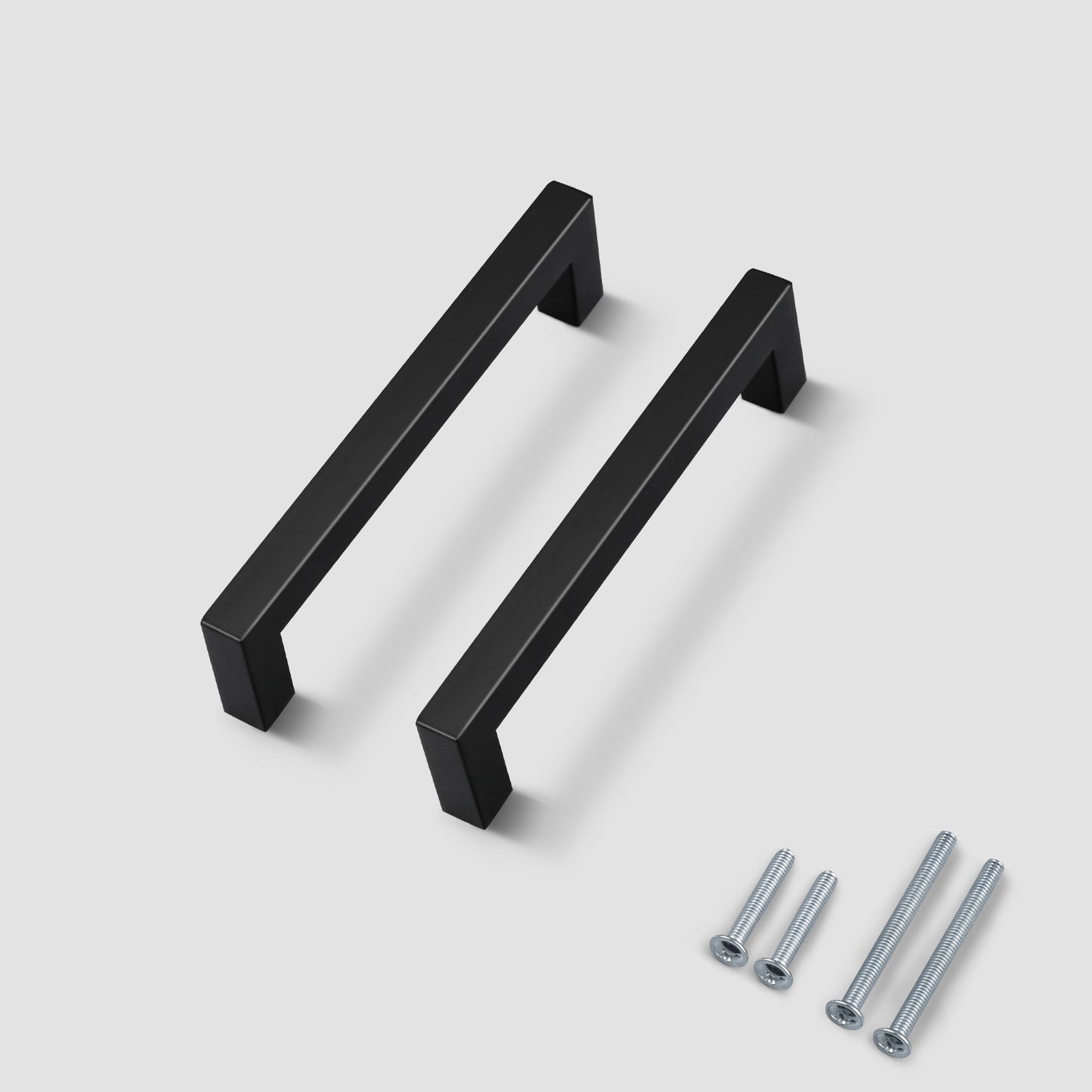 KNOBWELL Matte Black Square Cabinet Pulls Stainless Steel Modern Handles for Kitchen Cupboards/Drawers-PDDJS12HBK