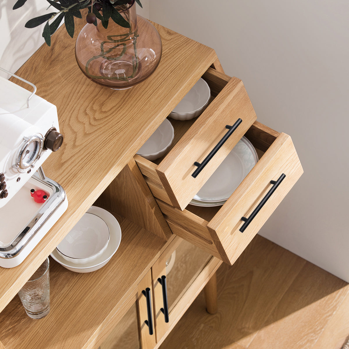 Matte Black Stainless Steel Pulls for Cabinets/Drawers/Cupboards (2-1/2'' - 10'') - PD3383HBK