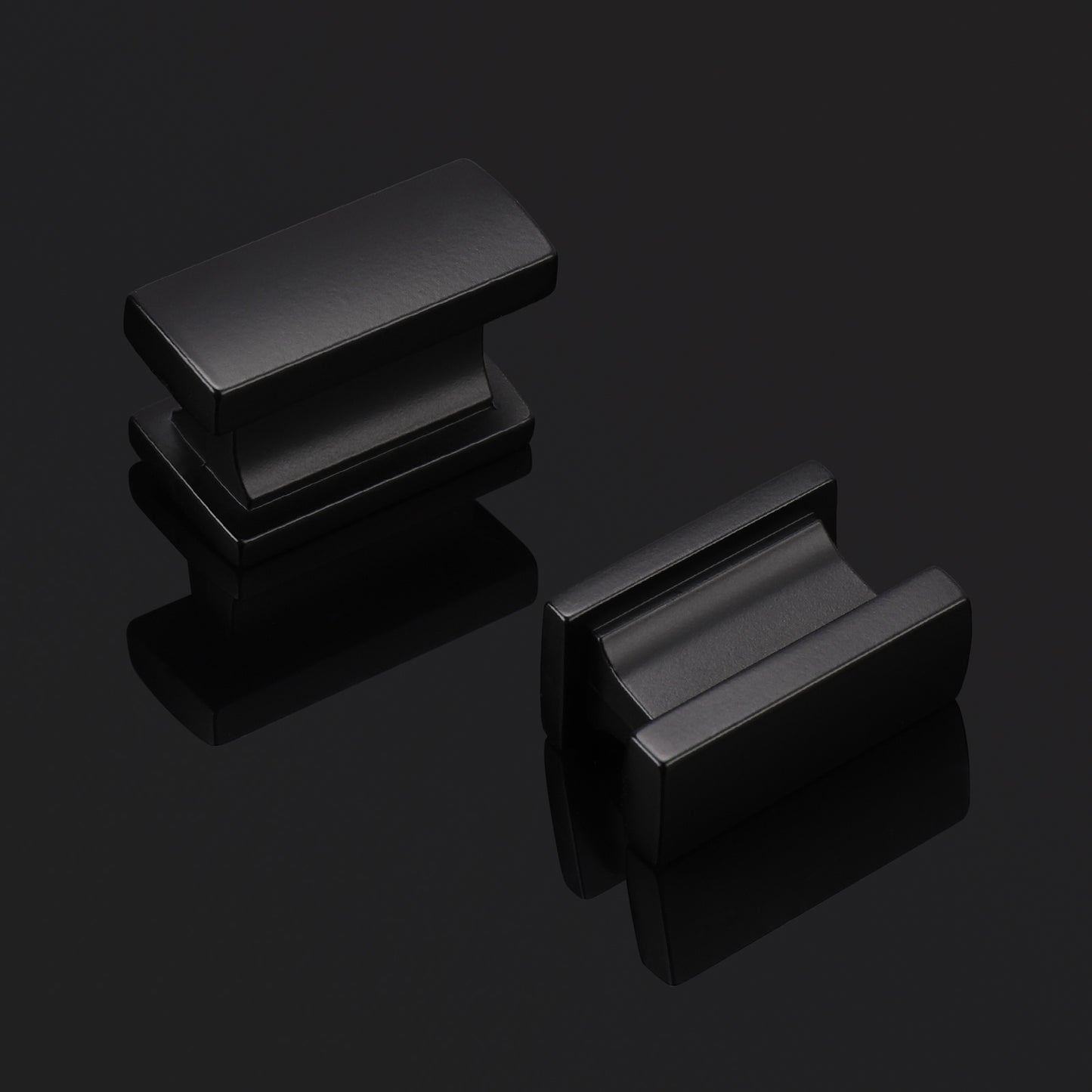 Knobwell Matte Black Rectangle Kitchen Cabinet Knobs, Decorative Dresser Drawer Pulls - PS92001BK